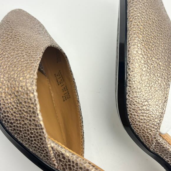 Calvin Klein Metallic Peep Toe Saiden Lizard Heels Gold  Ankle Strap Size 8 NEW - Picture 6 of 6